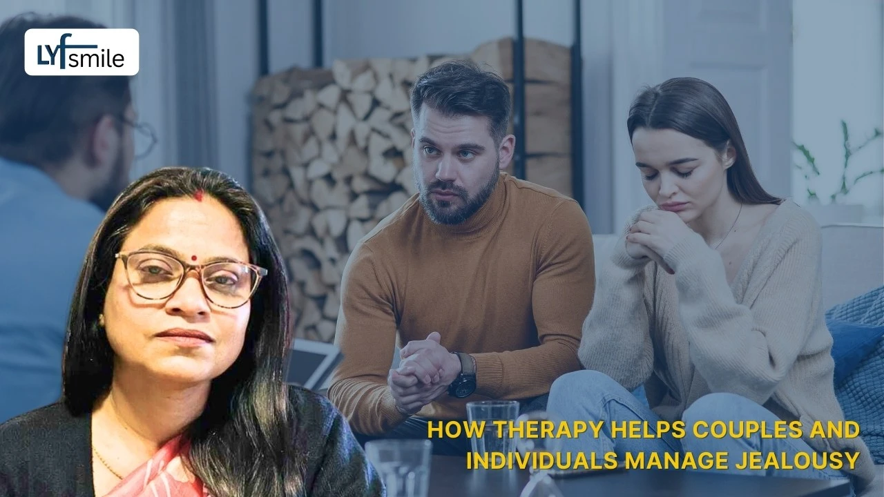 Therapist helping partners manage jealousy in a relationship