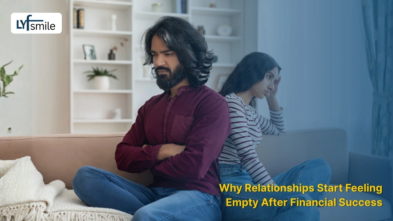Emotional distance in relationships after financial success and money but no happiness experience
